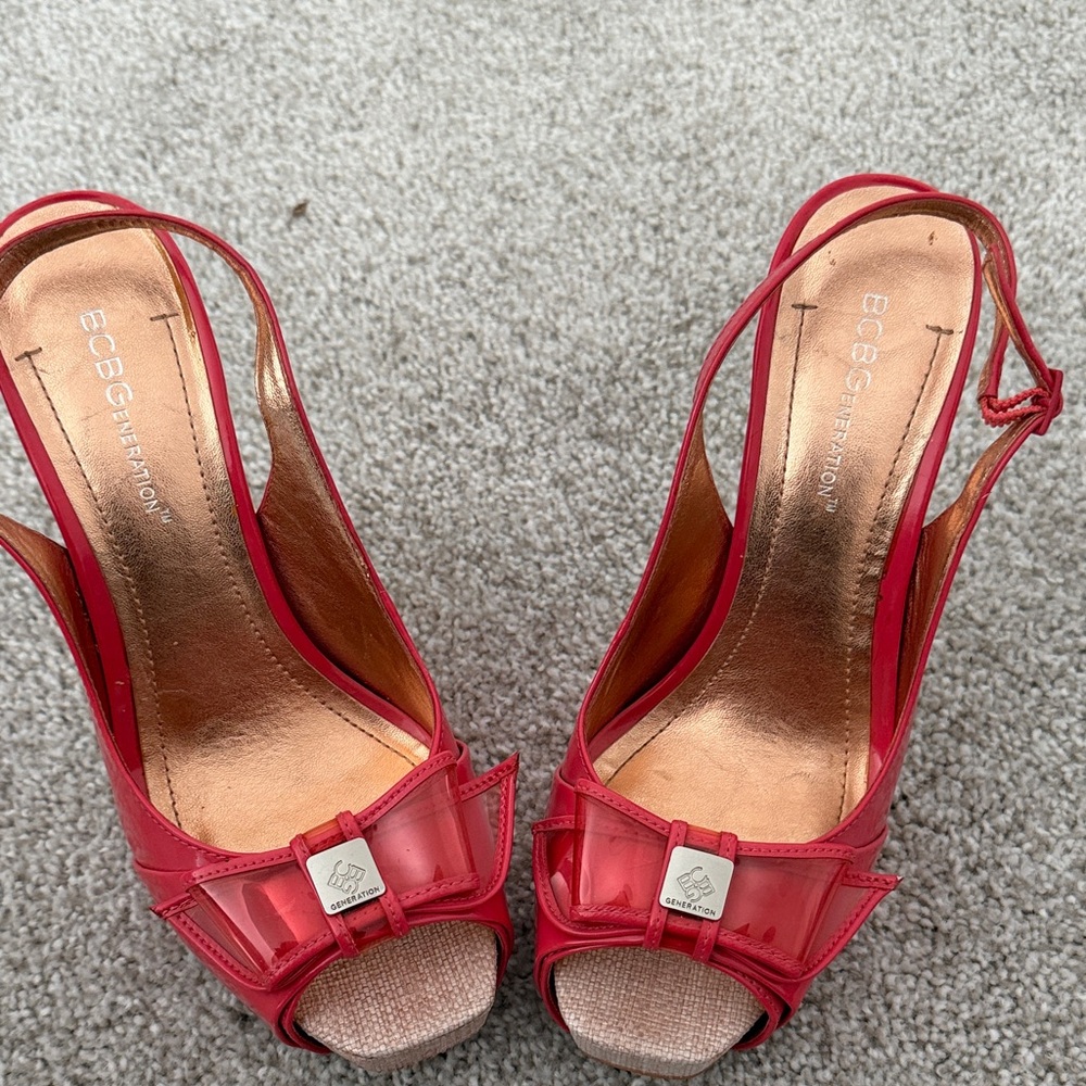 BCBGeneration Vibrant Red Slingback Heels